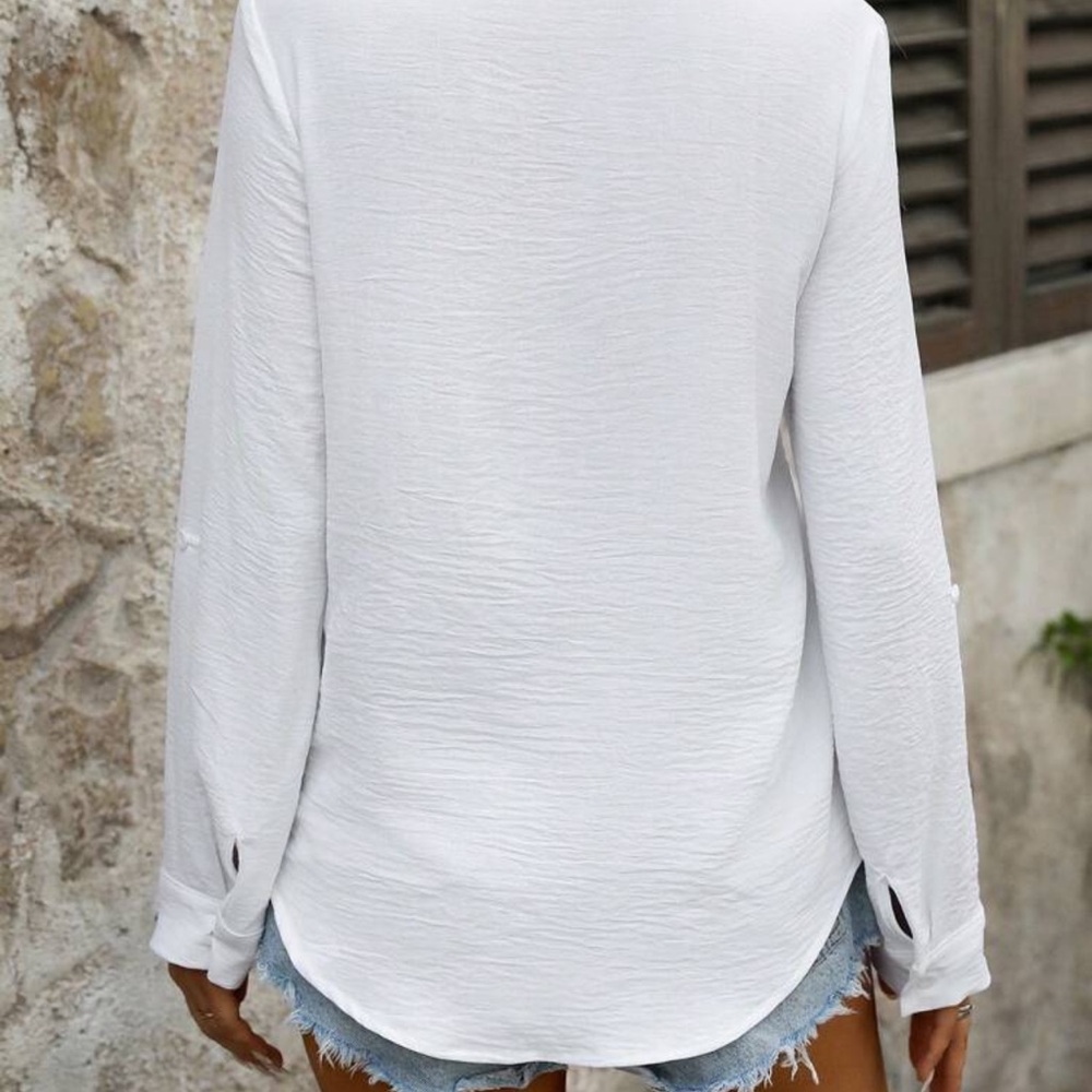 New Women's White Button-Up Blouse - Picture 4 of 6